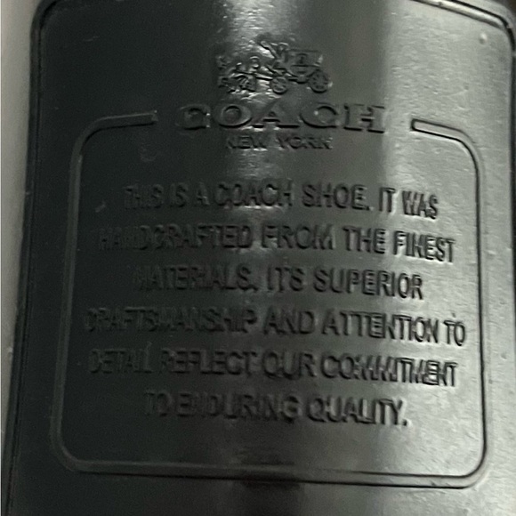 COACH Leopard/Solid Black Rain Boots with Gold Coach Grommets, Black/Gold Laces - Picture 5 of 16